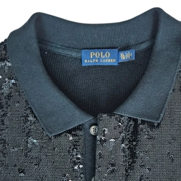 Ralph Lauren Black Sequin Short Sleeve Polo Women's - Picture 9 of 13